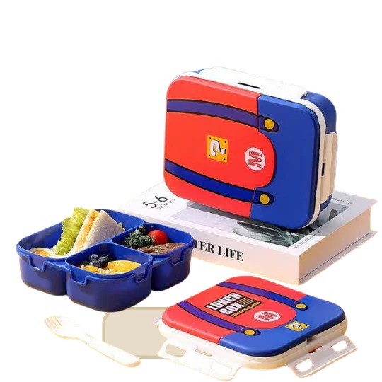 Lunch Box MARIO 3 Sekat 900ml (Free Sendok) - Kotak Makan Bekal (0369)