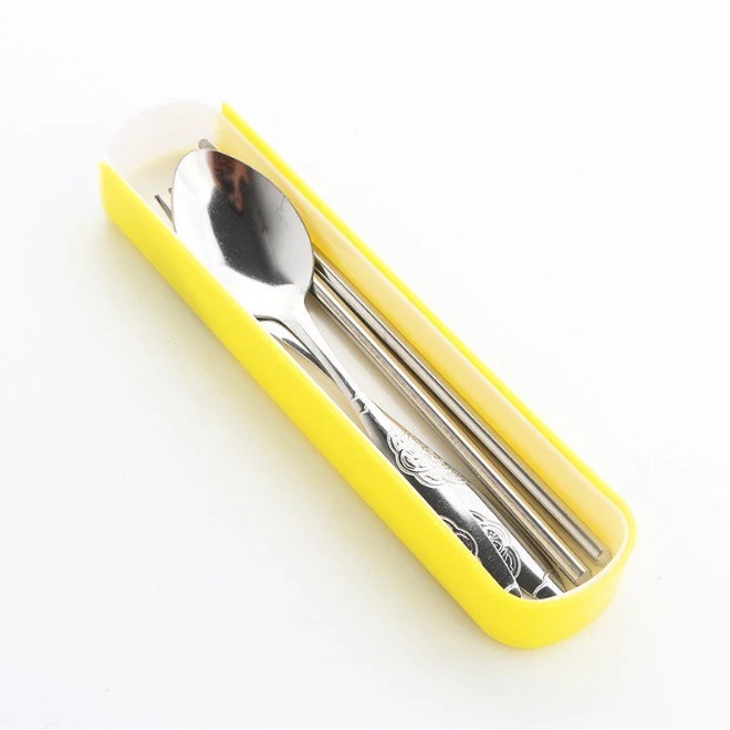 Sendok Travel Set Stainless Steel - KUNING (Sendok, Garpu, Sumpit) Sendok Travel Set Stainless Steel - KUNING (Sendok, Garpu, Sumpit)