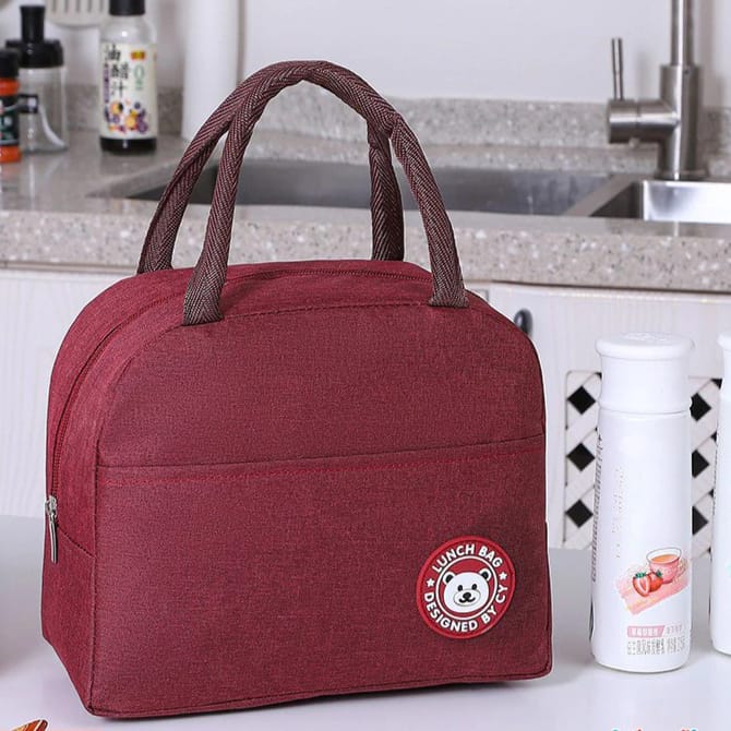 Tas Bekal Polos Oxford - MERAH (Insulated / Cooler Lunch Bag)