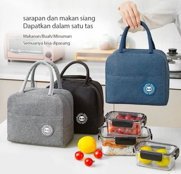 Tas Bekal Polos Oxford - MERAH (Insulated / Cooler Lunch Bag)