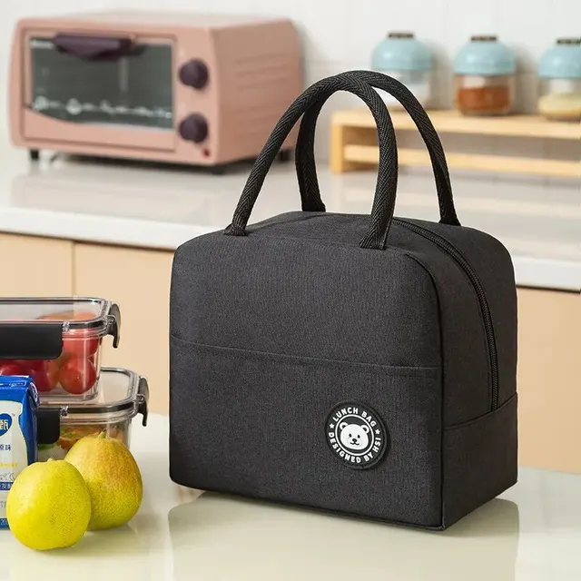 Tas Bekal Polos Oxford - HITAM (Insulated / Cooler Lunch Bag)
