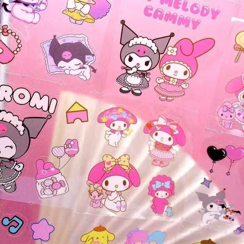 Stiker SANRIO 2D Single - PINK (Isi 100 Stiker Dekorasi Lucu)
