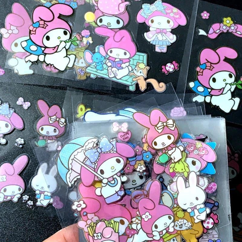 Stiker SANRIO 2D Single - PINK (Isi 100 Stiker Dekorasi Lucu)