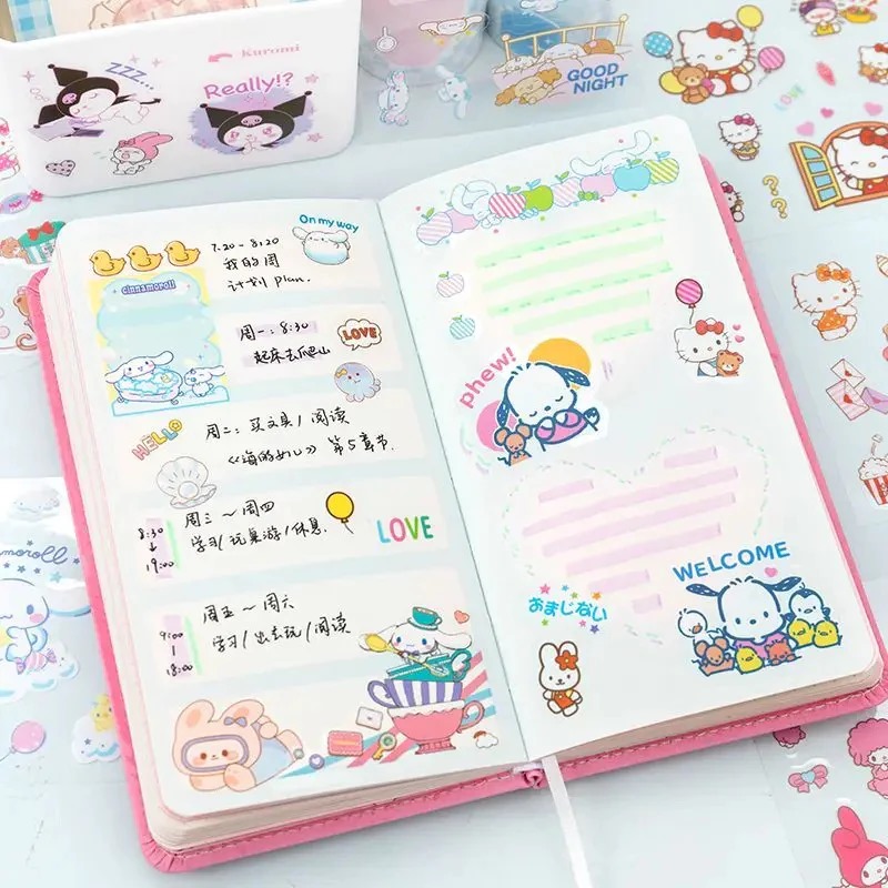 Stiker SANRIO 2D Single - UNGU (Isi 100 Stiker Dekorasi Lucu)