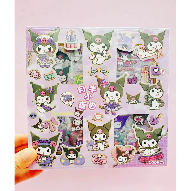 Stiker SANRIO 2D Single - UNGU (Isi 100 Stiker Dekorasi Lucu)