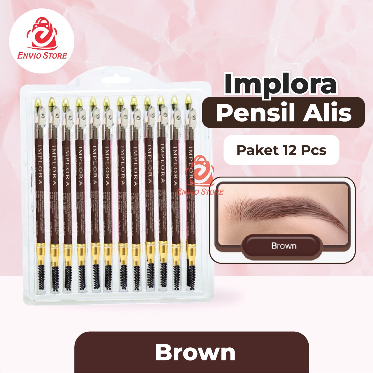 (PAKET ISI 12) Implora Pensil Alis BROWN (Eyebrow Pencil)