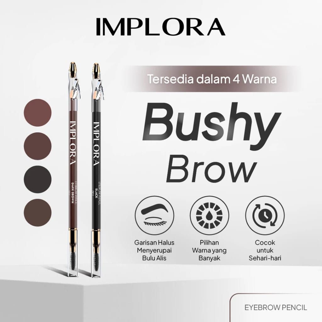 (PAKET ISI 12) Implora Pensil Alis BROWN (Eyebrow Pencil)
