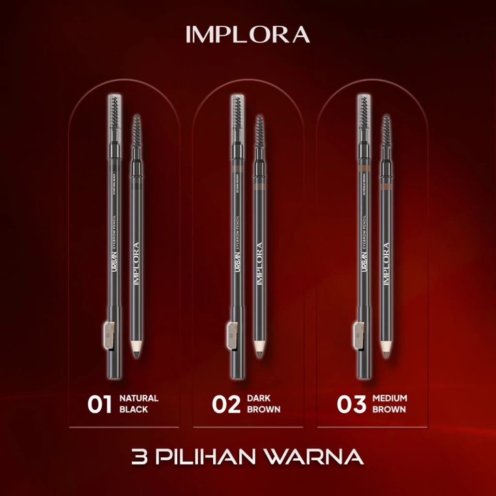 (PAKET ISI 12) Implora Urban Eyebrow Pencil 2.5gr - 01 Natural Black (Pensil Alis)
