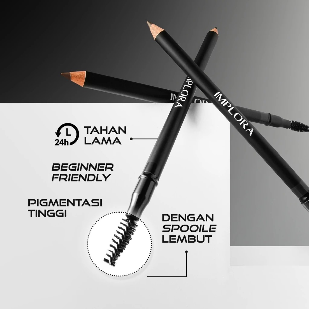 (PAKET ISI 12) Implora Urban Eyebrow Pencil 2.5gr - 02 Dark Brown (Pensil Alis)