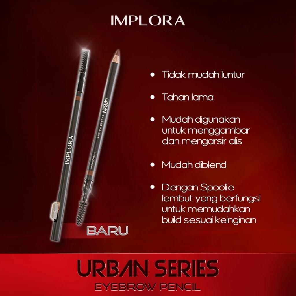 (PAKET ISI 12) Implora Urban Eyebrow Pencil 2.5gr - 03 Medium Brown (Pensil Alis)