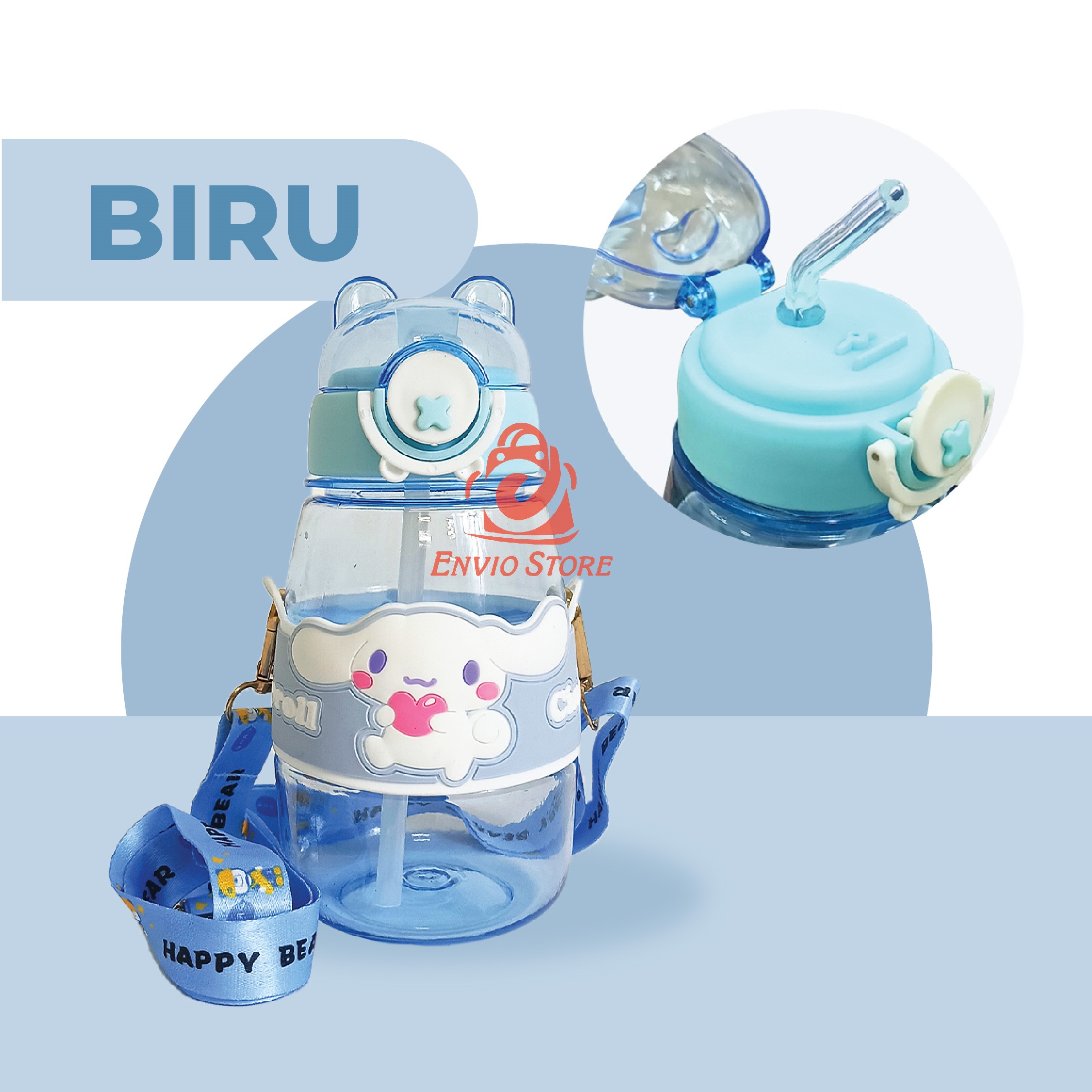 Botol Minum Anak Karakter Sanrio Series - BIRU (Free Tali Strap + Stiker)