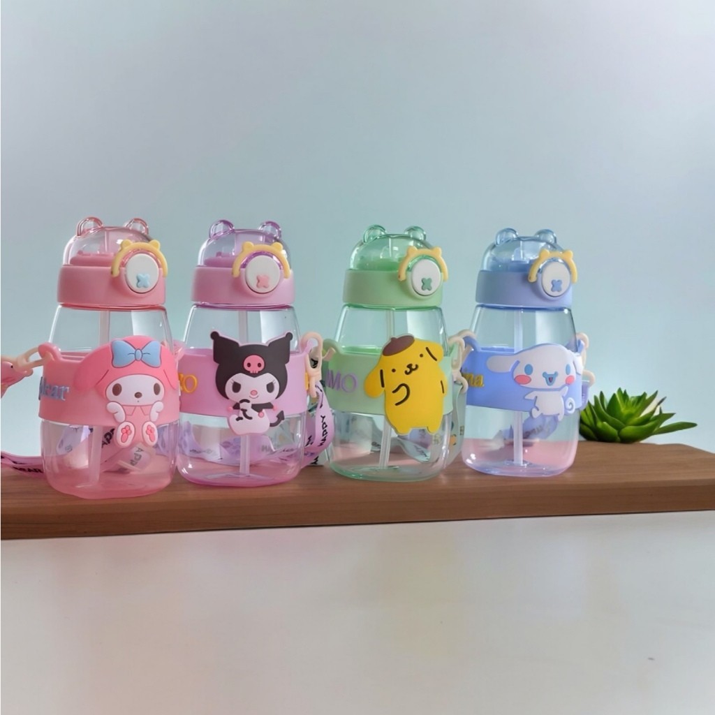 Botol Minum Anak Karakter Sanrio Series - HIJAU (Free Tali Strap + Stiker)