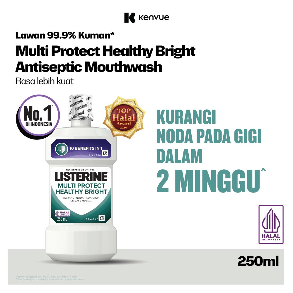 Listerine Antiseptic Mouthwash - Multi Protect Healthy Bright 250ml