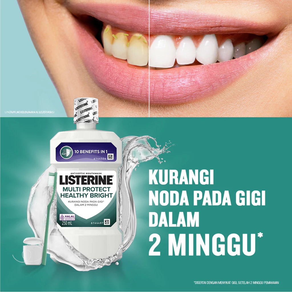 Listerine Antiseptic Mouthwash - Multi Protect Healthy Bright 250ml