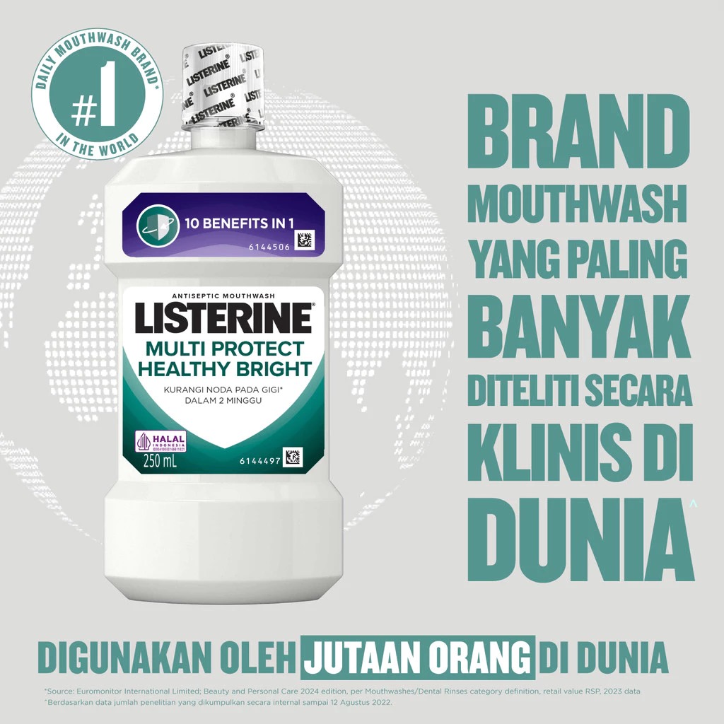 Listerine Antiseptic Mouthwash - Multi Protect Healthy Bright 250ml