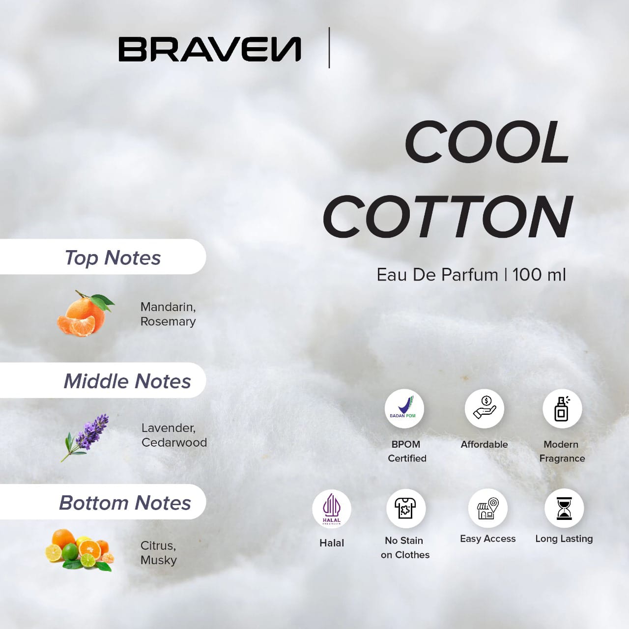 Braven Elite Eau De Parfum 100ml - Cool Cotton