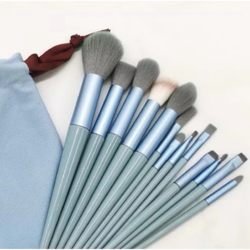 Kuas Makeup Set 13pcs - GREY (Brush Makeup Free Pouch)