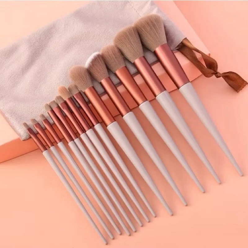 Kuas Makeup Set 13pcs - COKLAT (Brush Makeup Free Pouch)