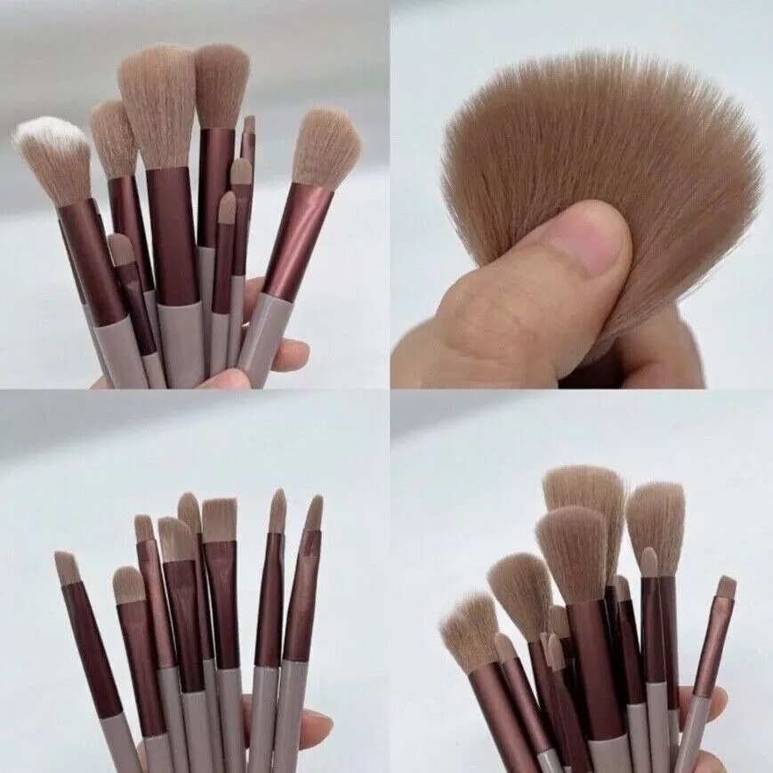 Kuas Makeup Set 13pcs - COKLAT (Brush Makeup Free Pouch)