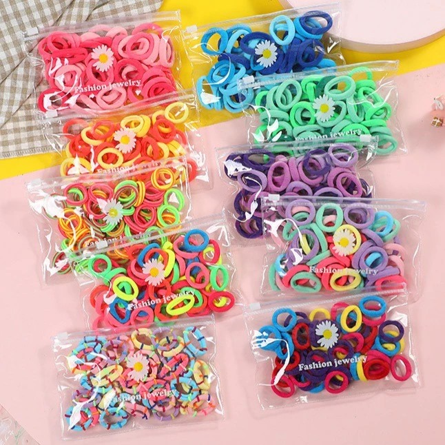 Ikat Rambut Kain Warna Fashion Jewelry + Pouch (Kuncir / Karet Rambut)