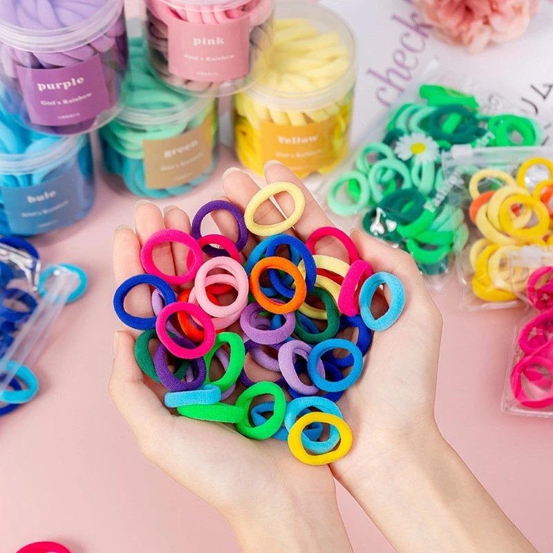 Ikat Rambut Kain Warna Fashion Jewelry + Pouch (Kuncir / Karet Rambut)