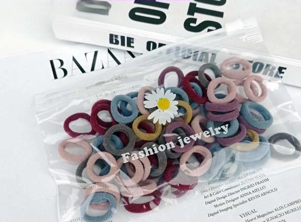 Ikat Rambut Kain Warna Fashion Jewelry + Pouch (Kuncir / Karet Rambut)