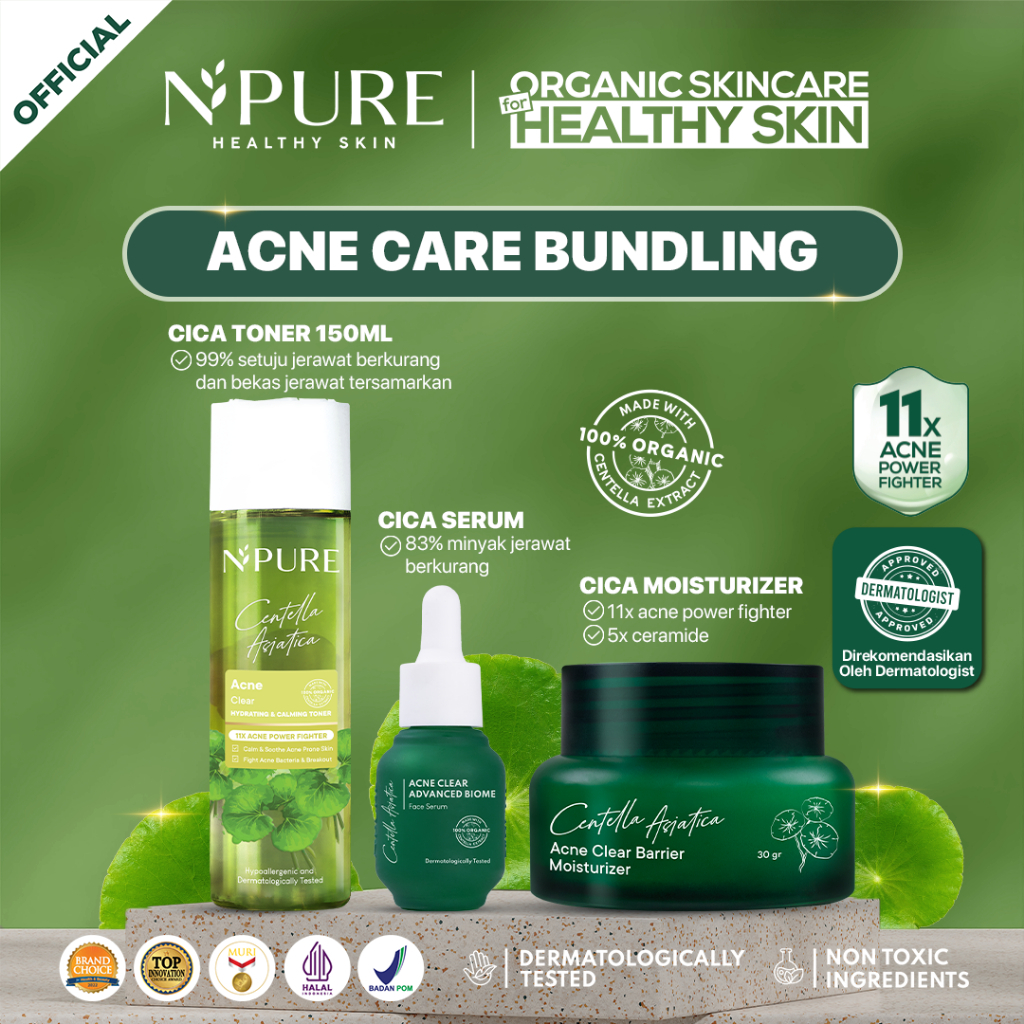 Npure Acne Care Bundling - Centella Acne Toner, Acne Biome Serum, Acne Clear Moisturizer (Buy 2 Free 1)