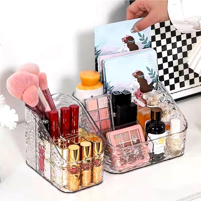 Rak Organizer Meja Akrilik Kristal Pita 3 Sekat