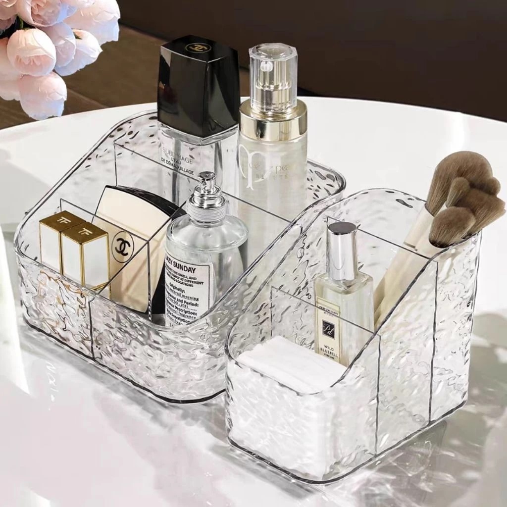 Rak Organizer Meja Akrilik Kristal Pita 3 Sekat