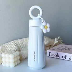 Tumbler Stainless Aesthetic Flower Charm 450ml - PUTIH (Botol Minum) (2029)