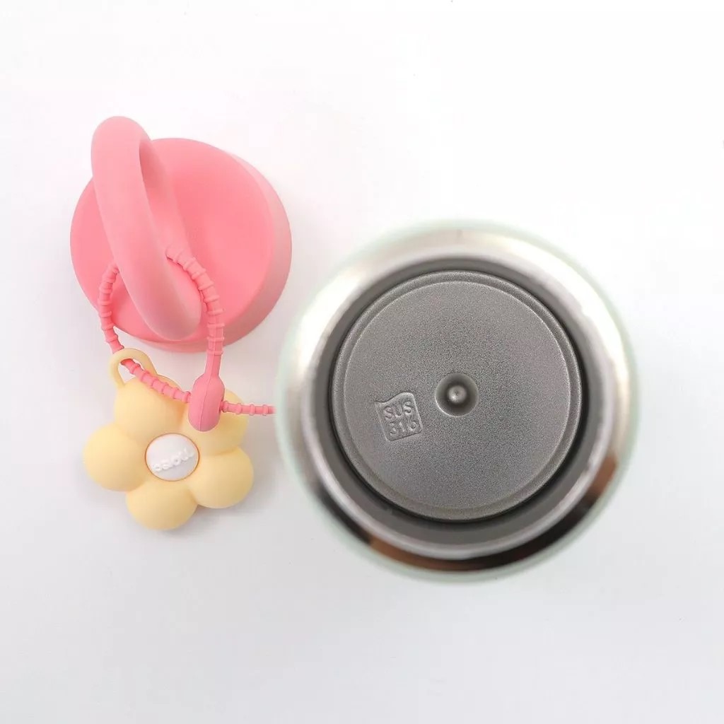 Tumbler Stainless Aesthetic Flower Charm 450ml - UNGU (Botol Minum) (2029)