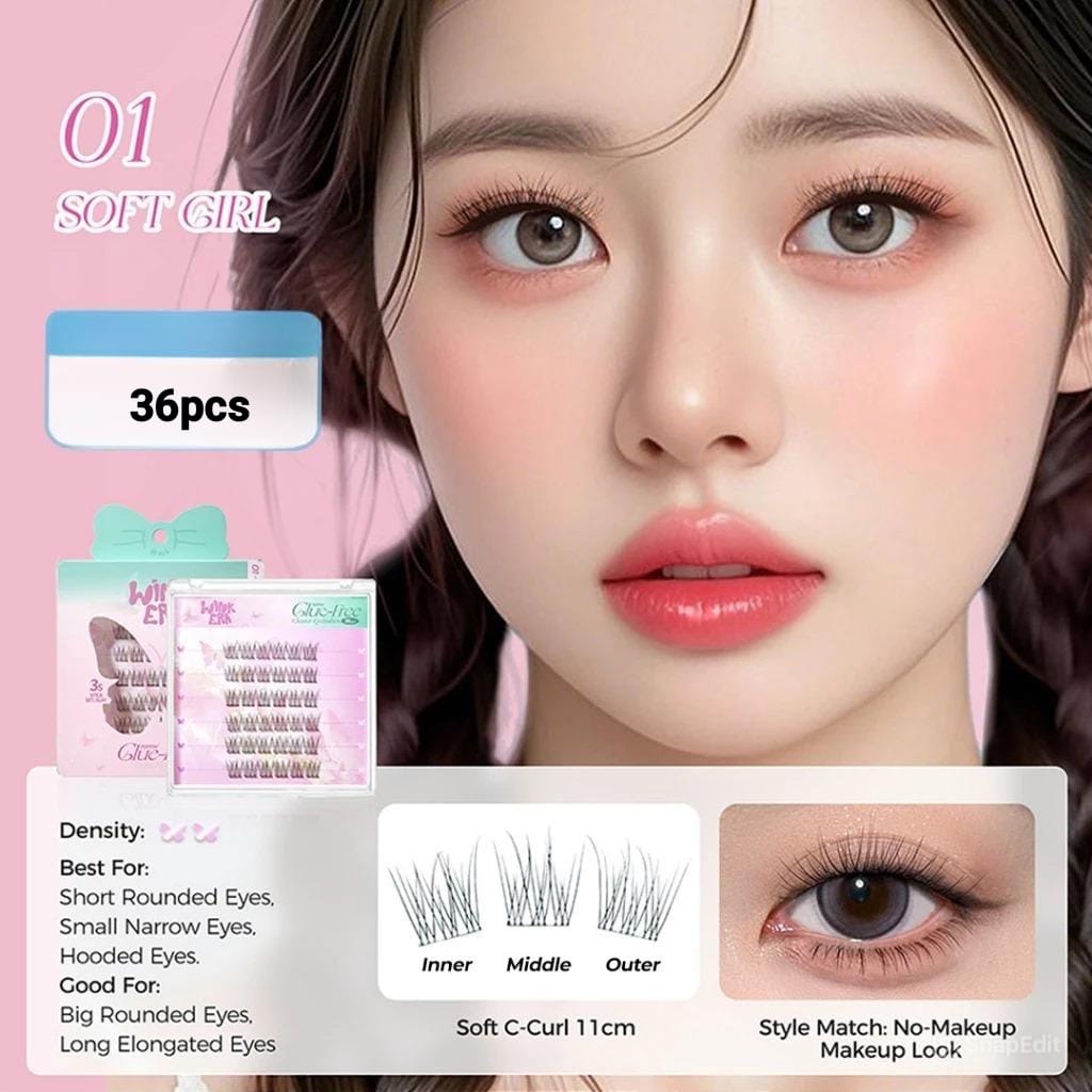 Glam Fix Wink Era Magnetic Poppin Glue-Free Cluster Eyelash (Isi 36pcs) - 01 Soft Girl