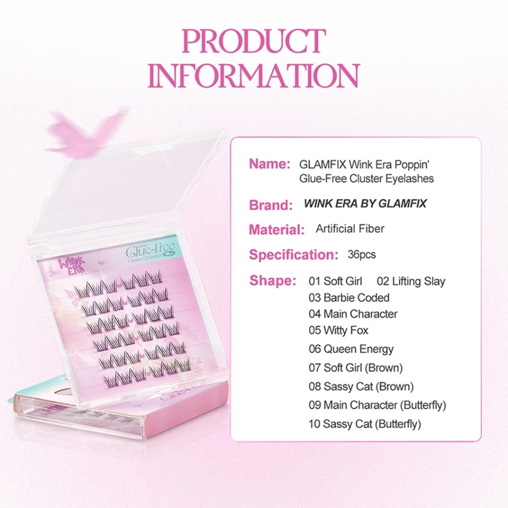 Glam Fix Wink Era Magnetic Poppin Glue-Free Cluster Eyelash (Isi 36pcs) - 01 Soft Girl
