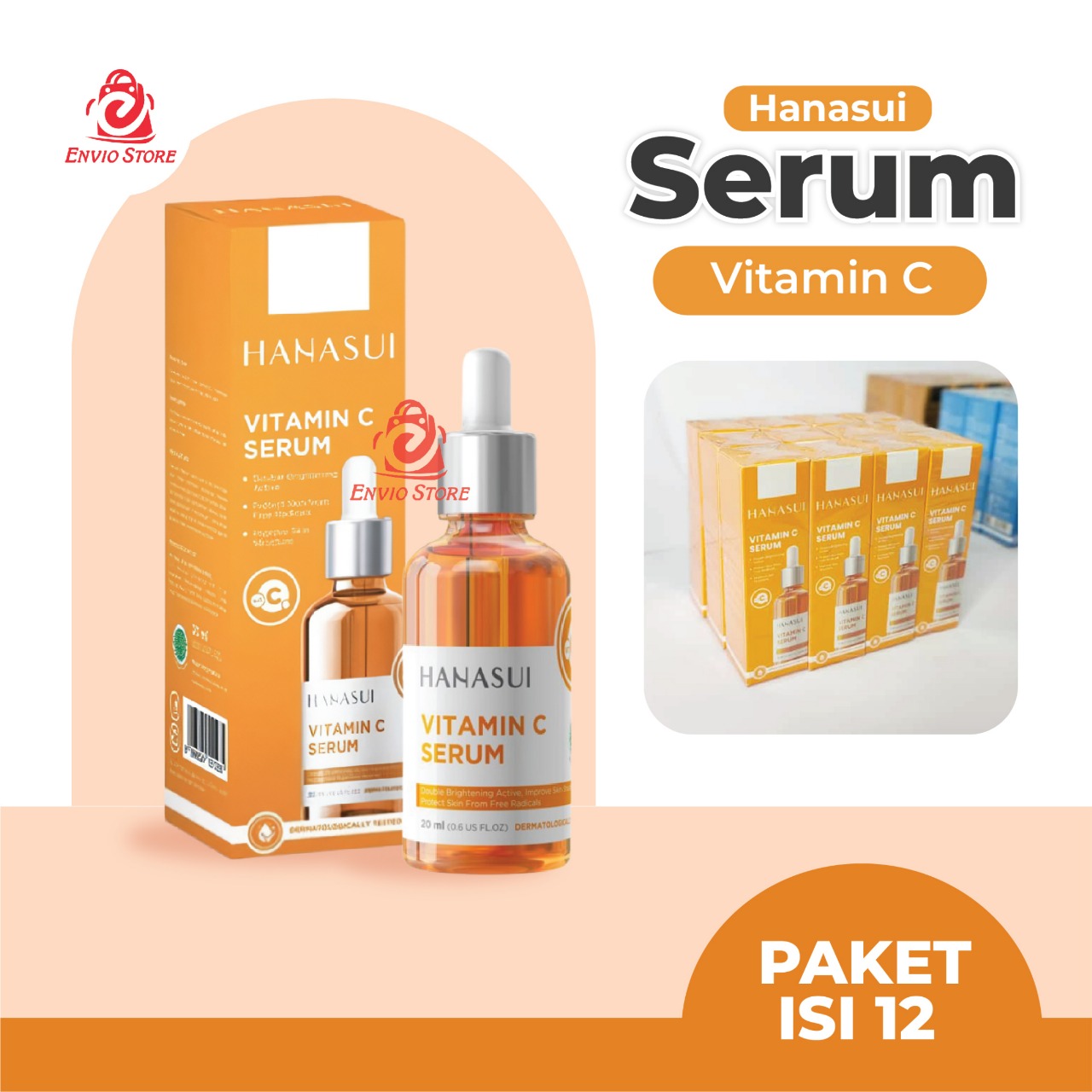 (PAKET ISI 12) Hanasui Serum Vitamin C 20ml Renew (Orange)