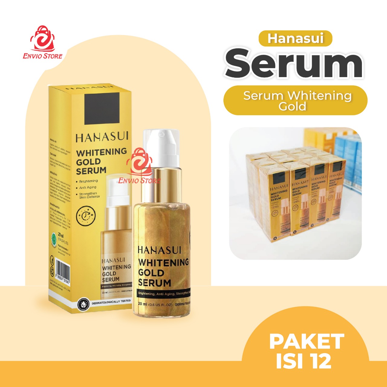 (PAKET ISI 12) Hanasui Serum Whitening Gold 20ml Renew (Gold)
