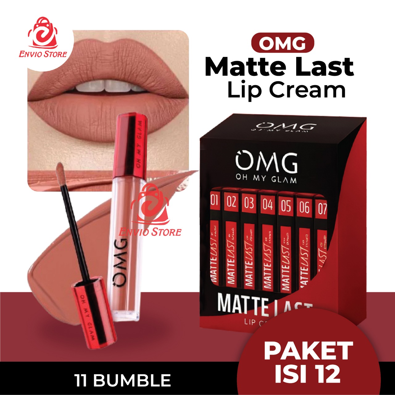 (PAKET ISI 12) Oh My Glam Mattelast Lip Cream - 11 Bumble 2.9g (OMG) (PAKET ISI 12) Oh My Glam Mattelast Lip Cream - 11 Bumble 2.9g (OMG)