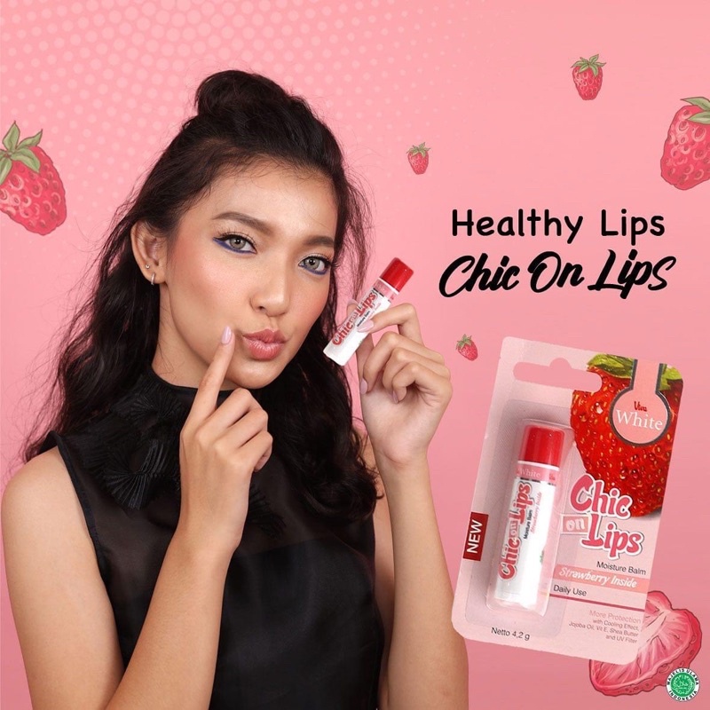 Viva White Chic On Lips Lip Balm 4.2gr - Strawberry Inside