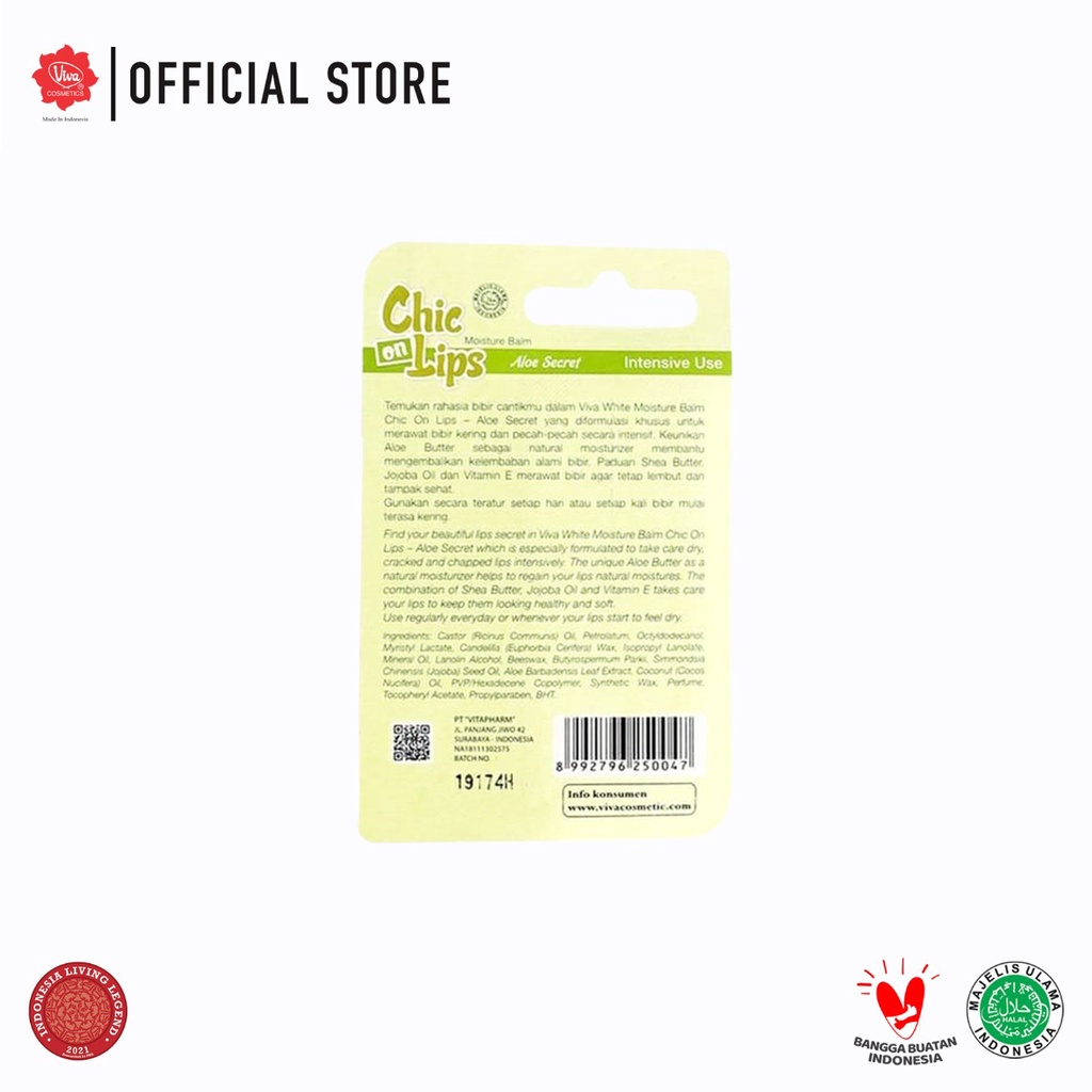 Viva White Chic On Lips Lip Balm 4.2gr - Aloe Secret
