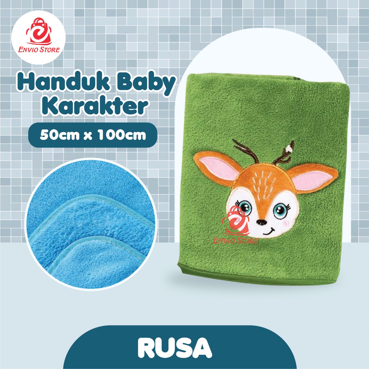 Handuk Baby Karakter (50cm x 100cm) - RUSA (Handuk Bayi Lucu)