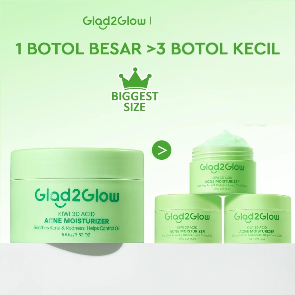 Glad 2 Glow Moisturizer - Kiwi 3D Acid Acne 100gr Glad 2 Glow Moisturizer - Kiwi 3D Acid Acne 100gr