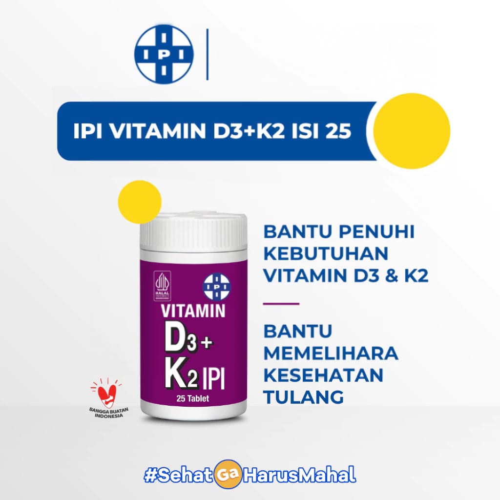 IPI Vitamin D3 + K2 (Isi 25 Tablet) - Vitamin Suplemen Kesehatan IPI Vitamin D3 + K2 (Isi 25 Tablet) - Vitamin Suplemen Kesehatan