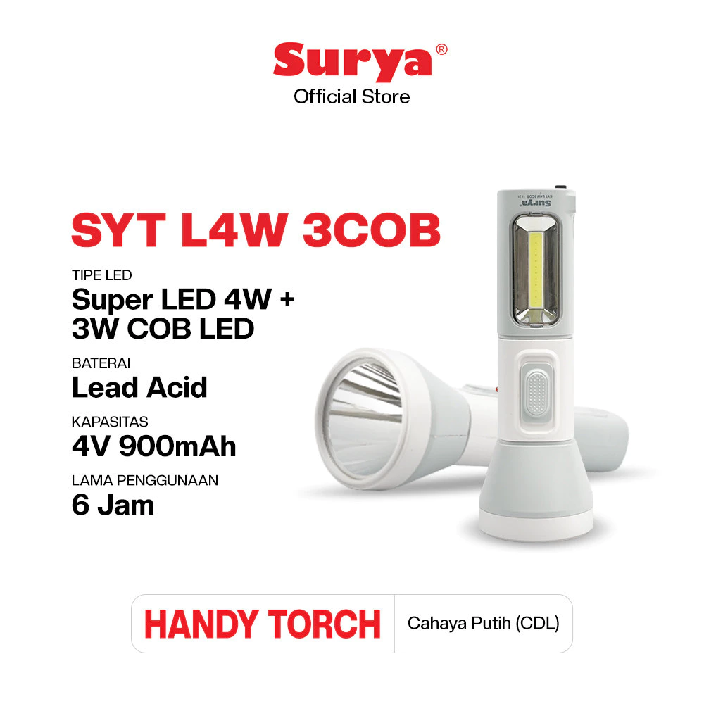 Surya Lampu Senter SYT L4W 3COB Emergency Lamp Rechargeable Surya Lampu Senter SYT L4W 3COB Emergency Lamp Rechargeable