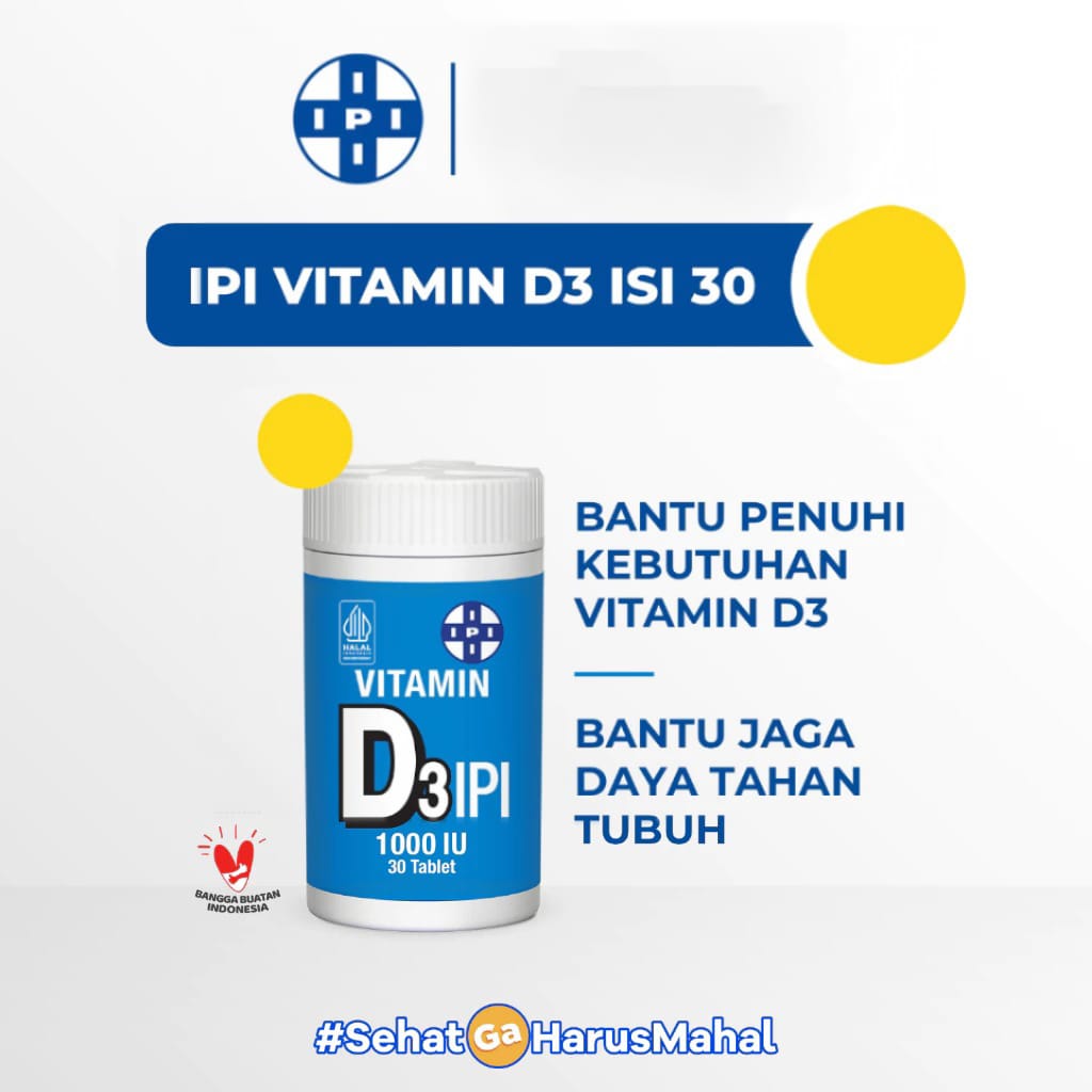 IPI Vitamin D3 1000 (Isi 30 Tablet) - Vitamin Suplemen Kesehatan IPI Vitamin D3 1000 (Isi 30 Tablet) - Vitamin Suplemen Kesehatan
