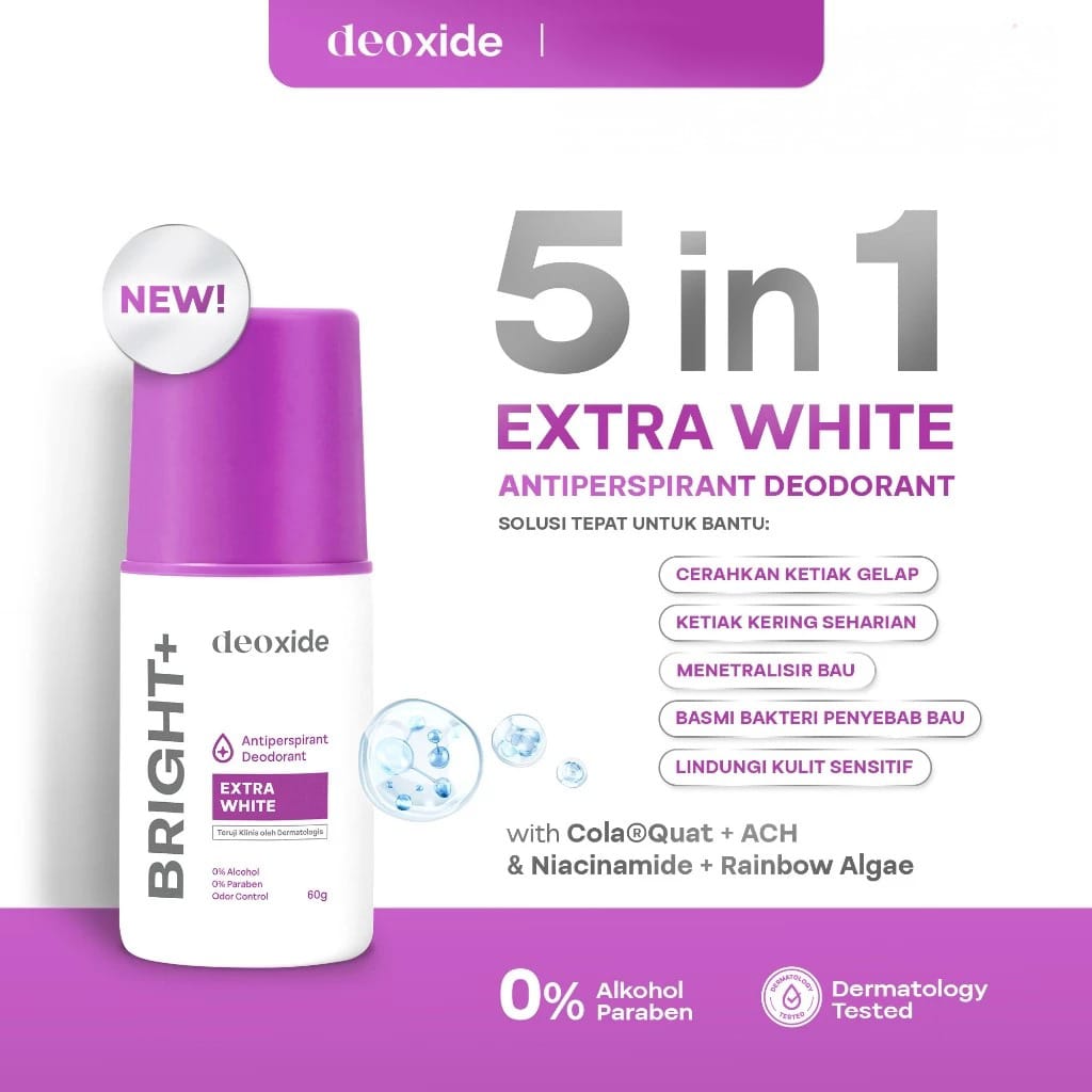 Deoxide Antiperspirant Deodorant 50gr - Bright+ (Extra White)