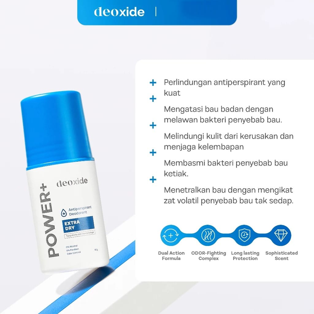 Deoxide Antiperspirant Deodorant 50gr - Power+ (Extra Dry)