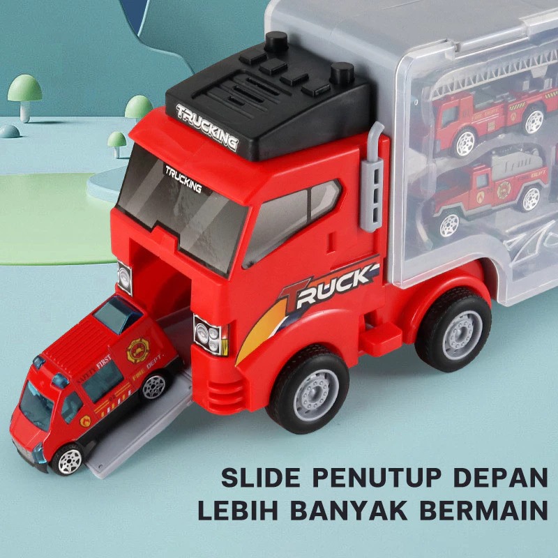 Mainan Diecast Truk Pengangkut Kendaraan Alloy