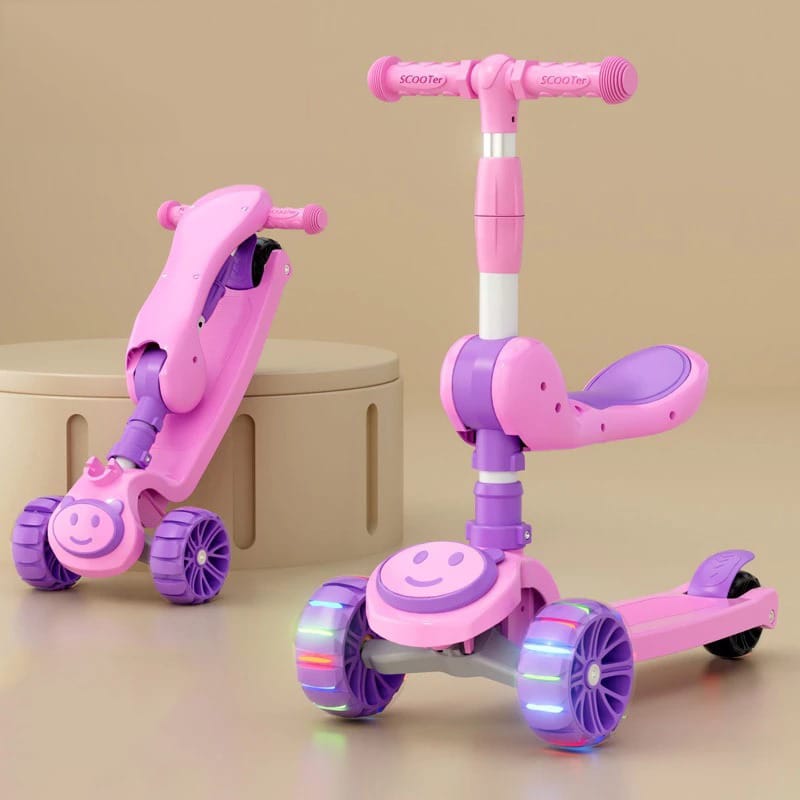 Skuter Duduk 2in1 Roda 3 - PINK (Mainan Scooter Anak)