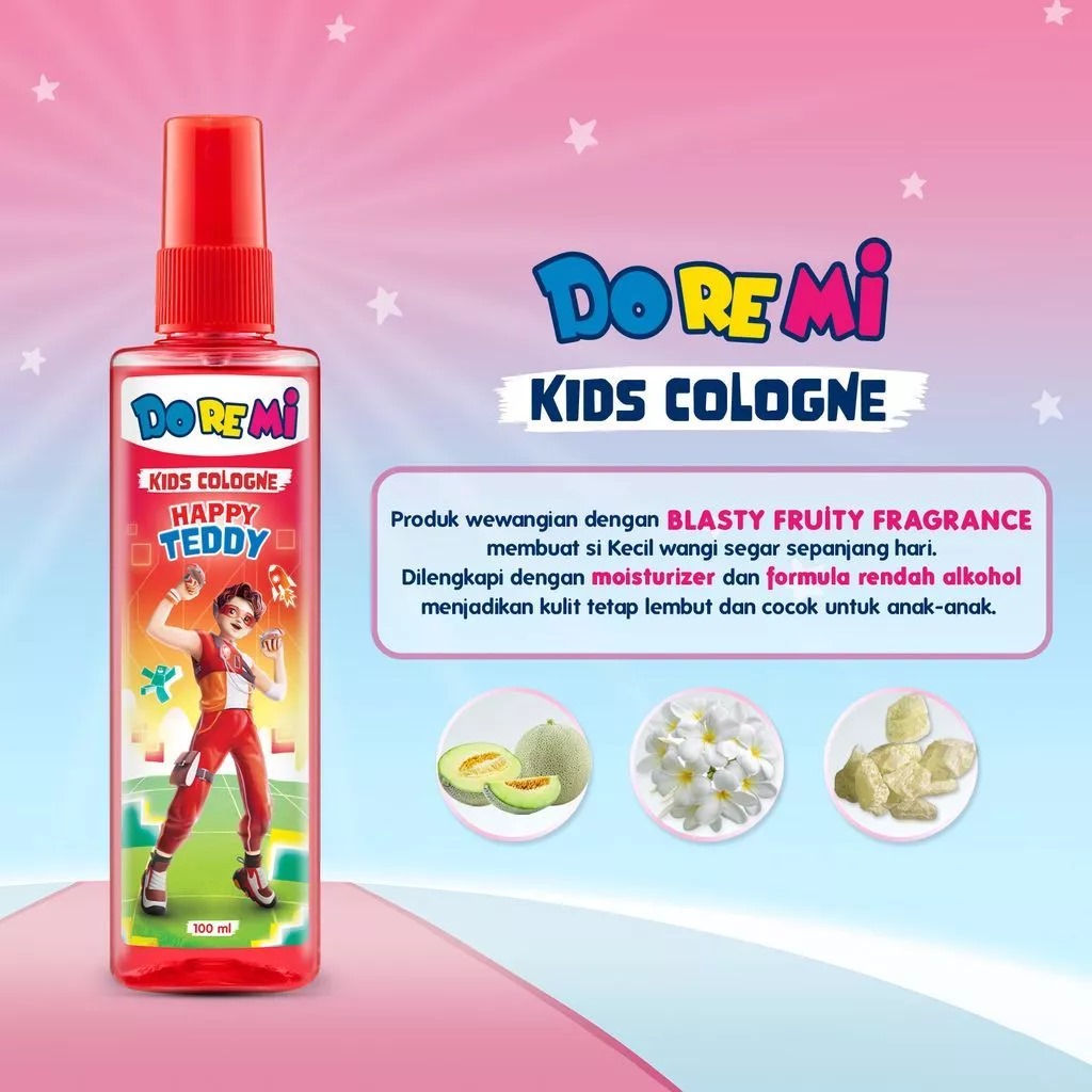 Doremi Kids Cologne 100ml - Happy Teddy Merah