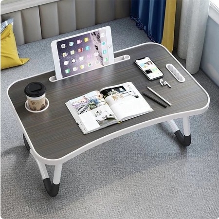 Meja Laptop Lipat Portable POLOS 60x40cm - BIRU (Tab + Gelas)