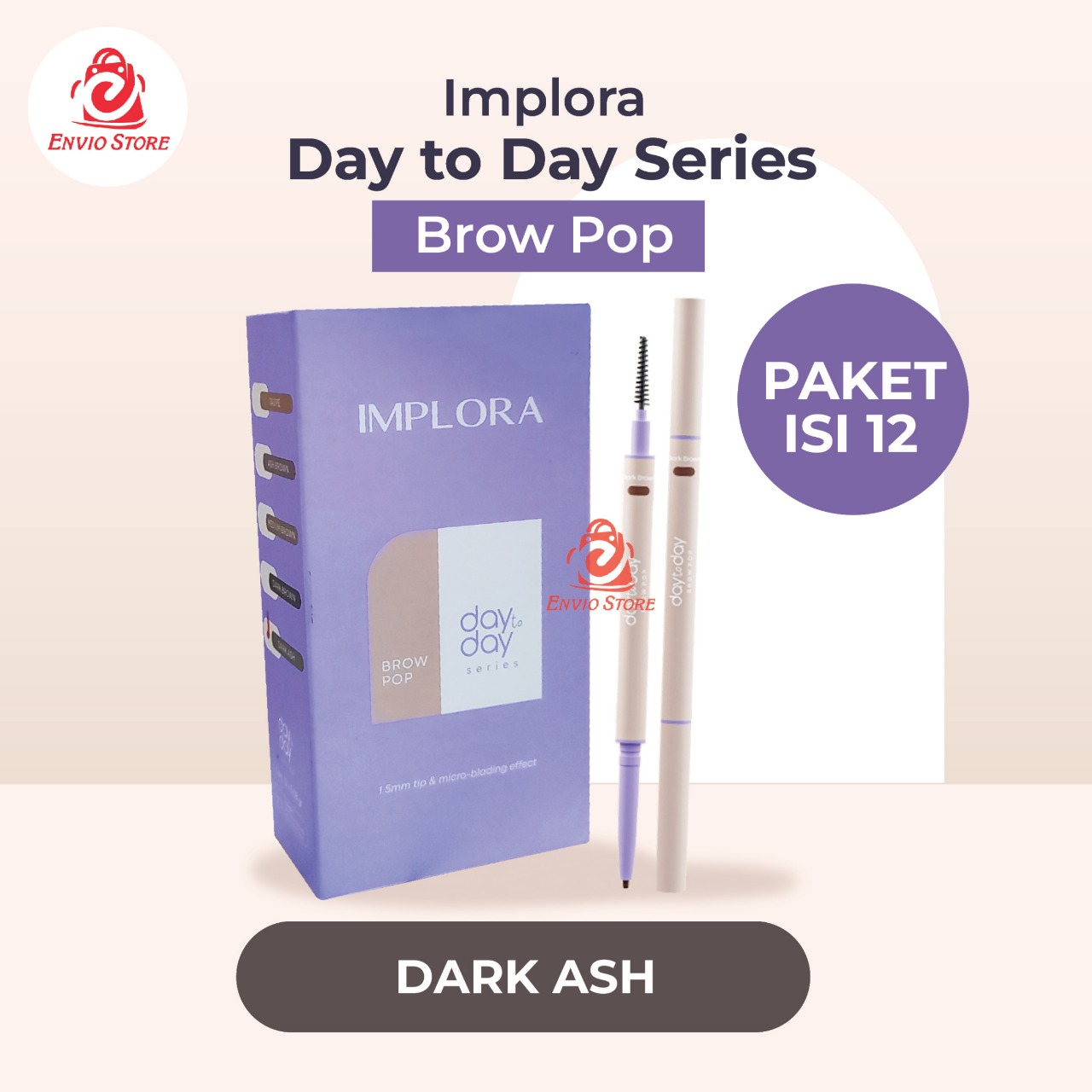 (PAKET ISI 12) Implora Day to Day Series Brow Pop - Dark Ash